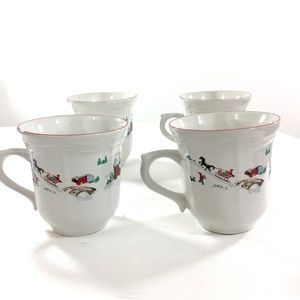 Farberware White Christmas Set of 4 Vintage Cups